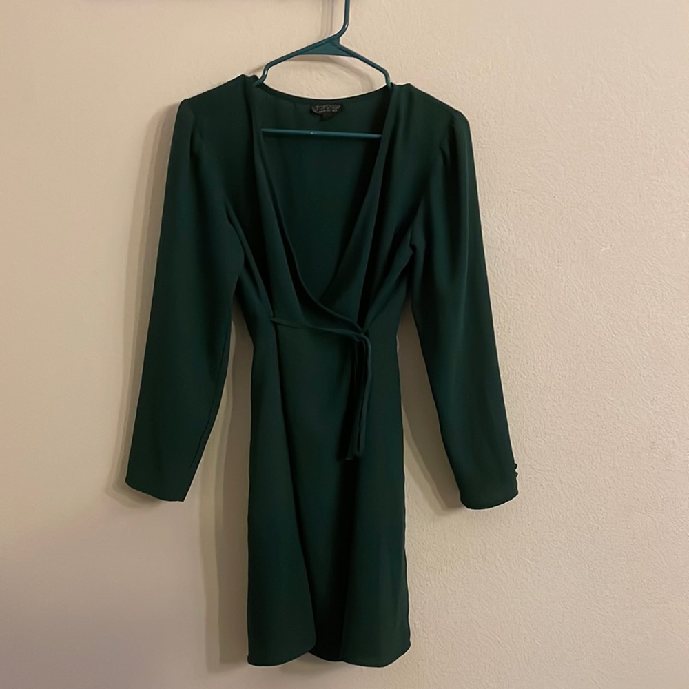 Top Shop Dark Green Wrap Dress